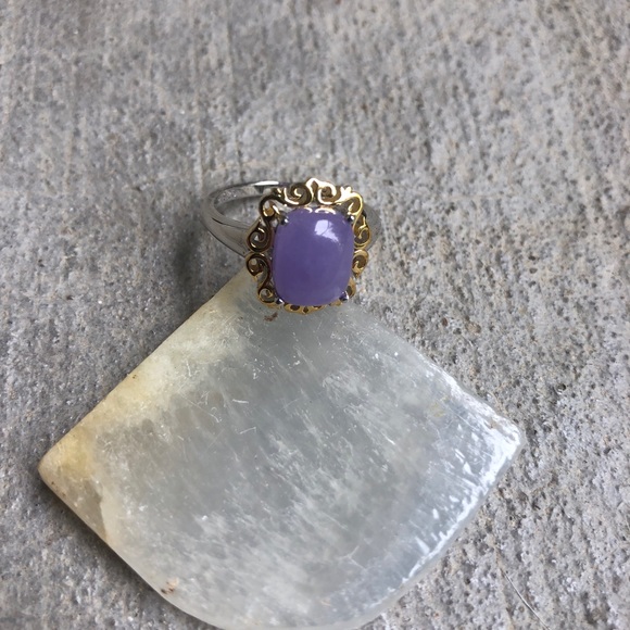 Genuine Chalcedony 925 Sterling Plated Gold SIZE 7 - Picture 6 of 8